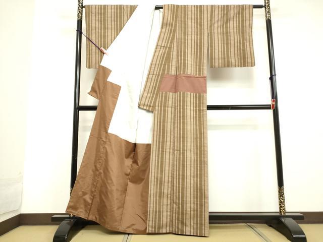 平和屋着物●上質な紬 間道 正絹 逸品 DAAV1083tw