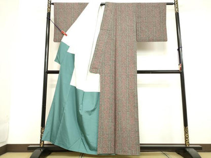 平和屋着物●上質な小紋 紬地 洋花間道 正絹 逸品 DAAV1085tw