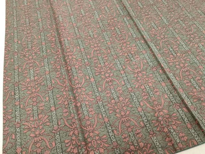 平和屋着物●上質な小紋 紬地 洋花間道 正絹 逸品 DAAV1085tw