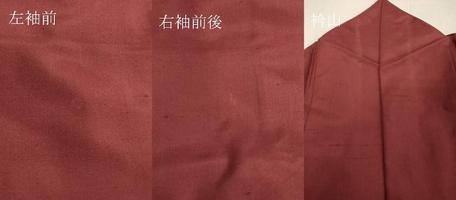 平和屋着物●色留訪問着 紬地 草花文 成り物 バーガンディー色 金糸 正絹 逸品 DAAV1088tw