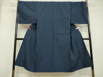 平和屋着物●男性 紬 ネービーブルー色 正絹 逸品 DAAV1111tw