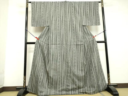平和屋着物●上質なお召　変わり間道　正絹　逸品　DAAV1129tw