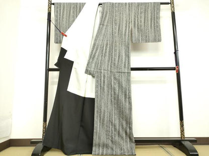 平和屋着物●上質なお召　変わり間道　正絹　逸品　DAAV1129tw