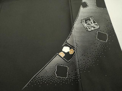 平和屋着物●豪華黒留袖　駒刺繍　風景丸文　金彩　ロング丈　正絹　逸品　DAAV1132tw