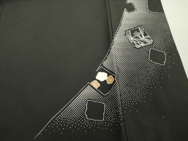 平和屋着物●豪華黒留袖　駒刺繍　風景丸文　金彩　ロング丈　正絹　逸品　DAAV1132tw