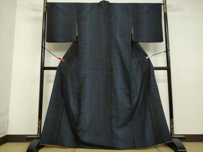 平和屋着物●結城紬　100亀甲　草葉間道　正絹　逸品　DAAV1137tw