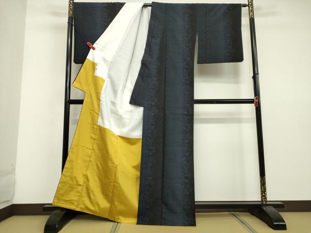 平和屋着物●結城紬　100亀甲　草葉間道　正絹　逸品　DAAV1137tw