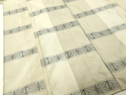 平和屋着物●上質な紬 横段麻の葉文様 正絹 逸品 DAAV1144tw