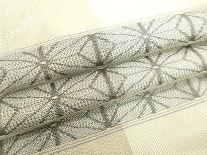 平和屋着物●上質な紬 横段麻の葉文様 正絹 逸品 DAAV1144tw