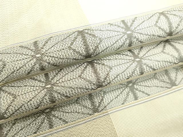 平和屋着物●上質な紬 横段麻の葉文様 正絹 逸品 DAAV1144tw