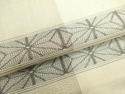 平和屋着物●上質な紬 横段麻の葉文様 正絹 逸品 DAAV1144tw