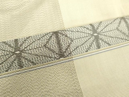平和屋着物●上質な紬 横段麻の葉文様 正絹 逸品 DAAV1144tw