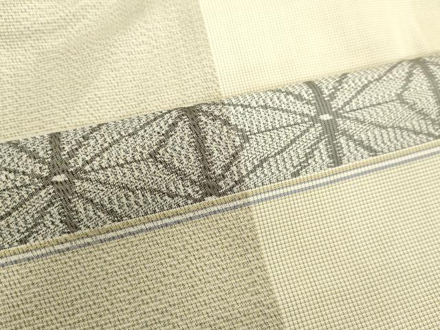 平和屋着物●上質な紬 横段麻の葉文様 正絹 逸品 DAAV1144tw