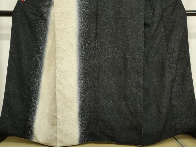 平和屋着物●訪問着　花織　霞文　暈し染め　黒地　正絹　逸品　DAAV1154tw