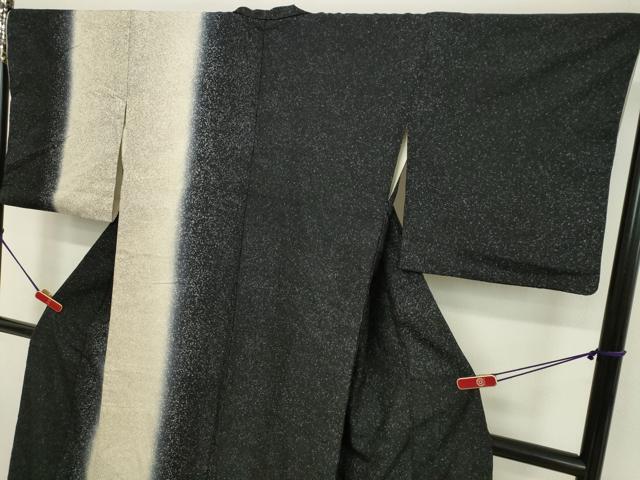 平和屋着物●訪問着　花織　霞文　暈し染め　黒地　正絹　逸品　DAAV1154tw