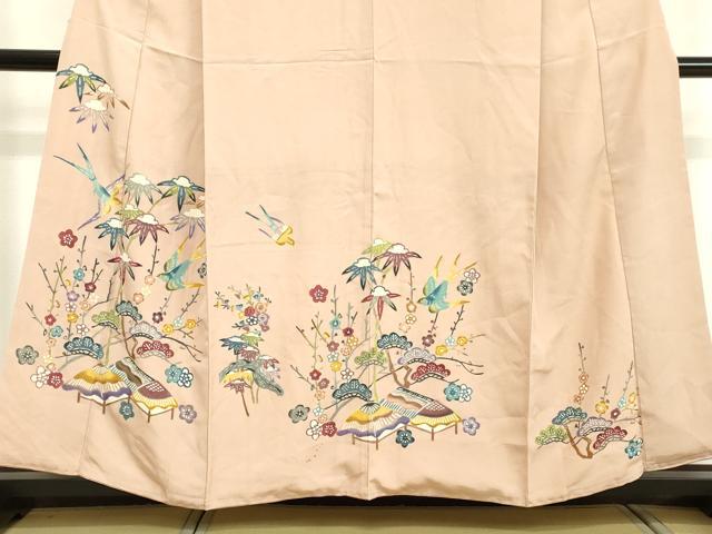 平和屋着物●訪問着　型染め　風景飛鳥文　松竹梅　正絹　逸品　DAAV1174tw