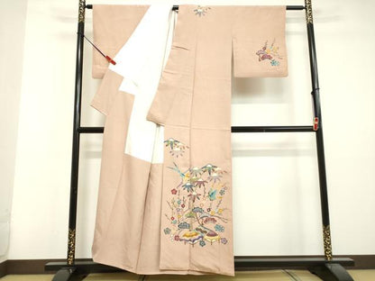 平和屋着物●訪問着　型染め　風景飛鳥文　松竹梅　正絹　逸品　DAAV1174tw