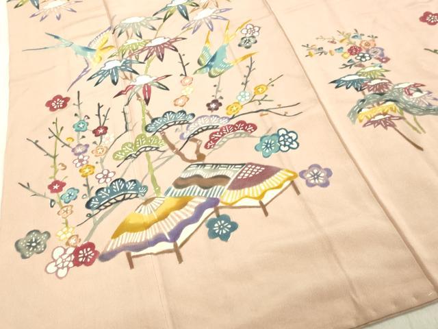 平和屋着物●訪問着　型染め　風景飛鳥文　松竹梅　正絹　逸品　DAAV1174tw