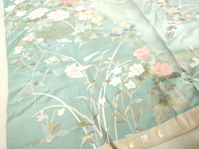 平和屋着物●訪問着 華琴葉 暈し染め 金彩 仮絵羽 正絹 逸品 未使用 DAAV1175tw