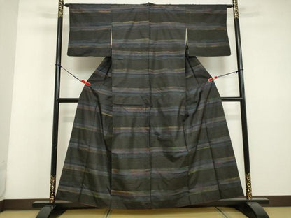 平和屋着物●本場大島紬　霞横段文　正絹　逸品　DAAV1176tw