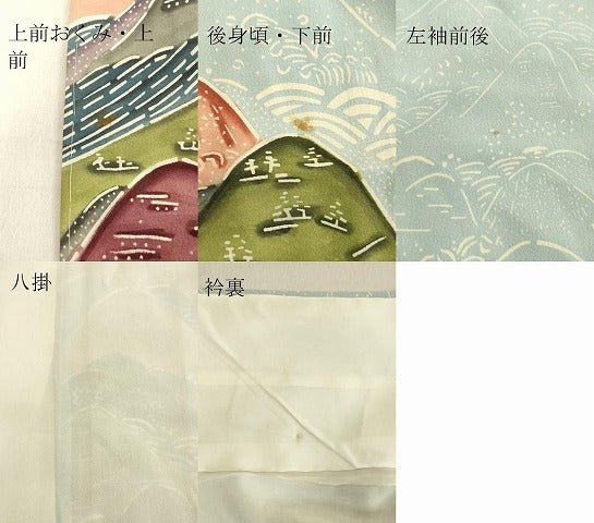 平和屋着物●訪問着　型染め　重ね山文　正絹　逸品　未使用　DAAV1177tw