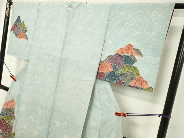 平和屋着物●訪問着　型染め　重ね山文　正絹　逸品　未使用　DAAV1177tw