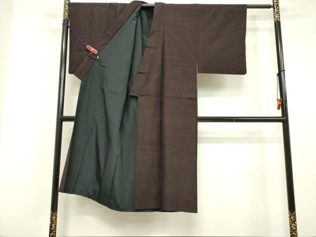 平和屋着物●男性 紬 黒鳶色 高島屋扱い 正絹 逸品 DAAV1199tw
