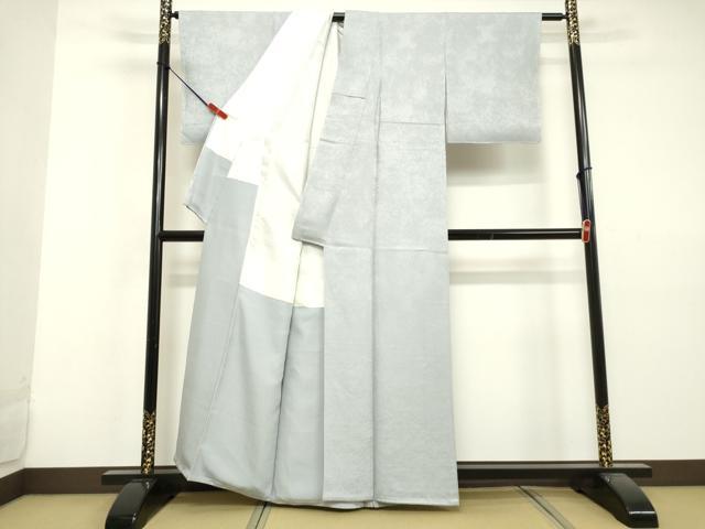平和屋着物●上質な色無地 霞地紋 ライトブルー色 正絹 逸品 DAAV1226tw