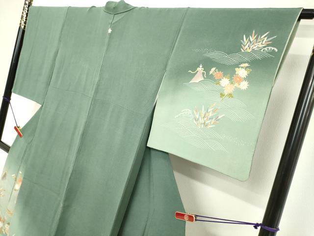 平和屋着物●訪問着 立波草花筏文 暈し染め 金彩 鬼しぼ縮緬 正絹 逸品 DAAV1235tw