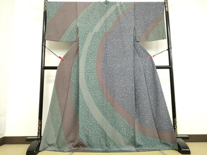 平和屋着物●訪問着　型染め　宝尽くし霞舞花文　ロング丈　正絹　逸品　DAAV1246tw