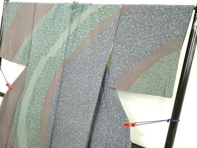 平和屋着物●訪問着　型染め　宝尽くし霞舞花文　ロング丈　正絹　逸品　DAAV1246tw