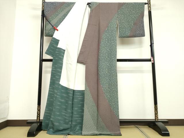 平和屋着物●訪問着　型染め　宝尽くし霞舞花文　ロング丈　正絹　逸品　DAAV1246tw