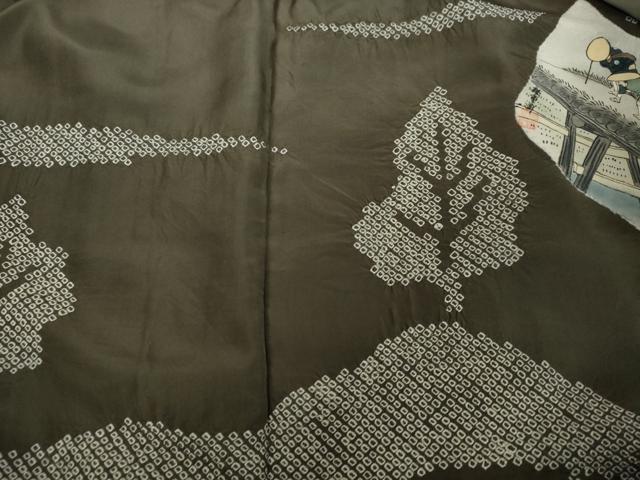 平和屋着物●男性 紬 アンサンブル 鉄黒色 正絹 逸品 DAAV1247tw