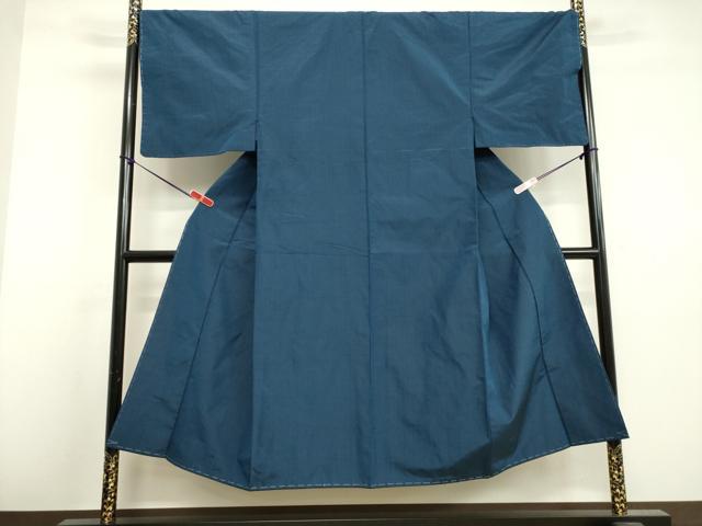 平和屋着物●男性 紬 アンサンブル 青藍色 正絹 逸品 未使用 DAAV1254tw