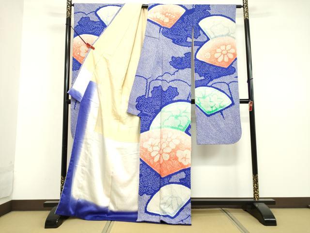 平和屋着物●豪華振袖　総絞り　地紙草花文　正絹　逸品　DAAV1266tw