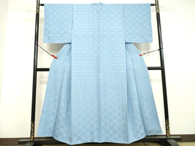 平和屋着物●上質な色無地　花菱地紋　ベイビーブルー色　正絹　逸品　DAAV1268tw
