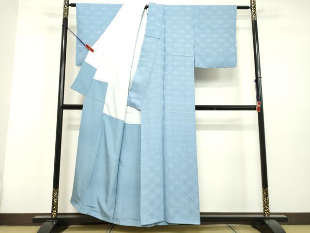 平和屋着物●上質な色無地　花菱地紋　ベイビーブルー色　正絹　逸品　DAAV1268tw