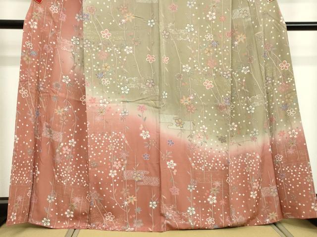 平和屋着物●訪問着 霞枝花文 暈し染め 金彩 正絹 逸品 DAAV1275tw