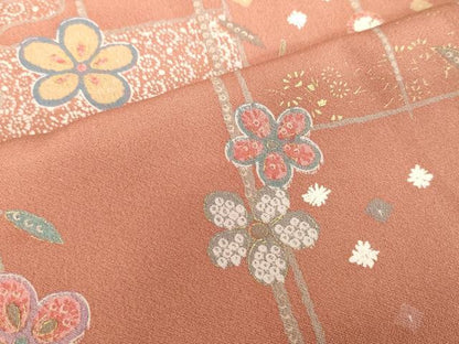 平和屋着物●訪問着 霞枝花文 暈し染め 金彩 正絹 逸品 DAAV1275tw