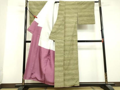 平和屋着物●上質な紬　横段文　正絹　逸品　DAAV1280tw