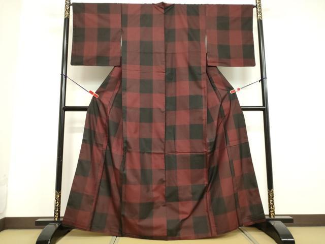 平和屋着物●上質な紬　格子　正絹　逸品　DAAV1294tw
