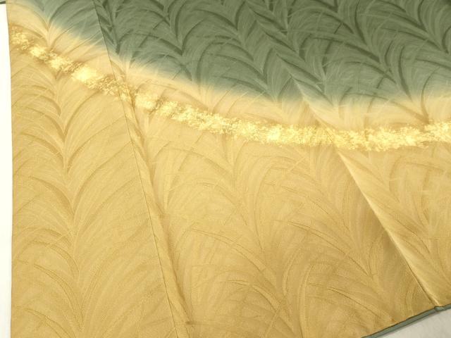 平和屋着物●皇室献上作家　北出与三郎　訪問着　草葉地紋　暈し染め　金糸　反端付き　正絹　逸品　DAAV1298tw