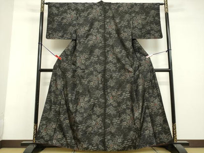 平和屋着物●本場大島紬　草花文　正絹　逸品　DAAV1300tw