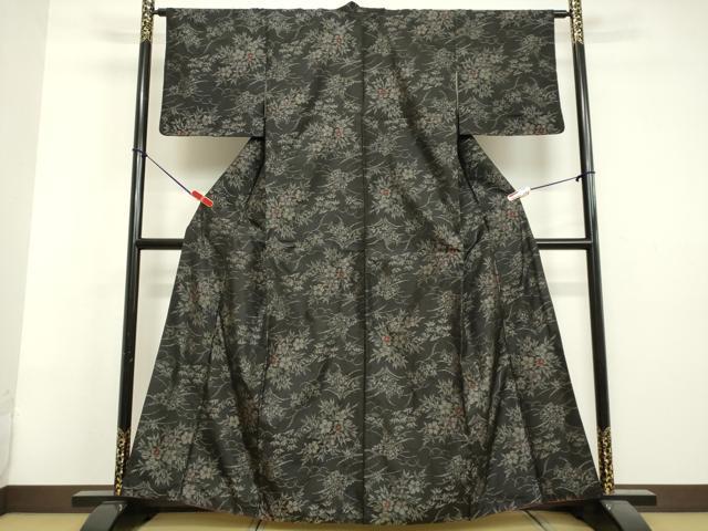 平和屋着物●本場大島紬　草花文　正絹　逸品　DAAV1300tw