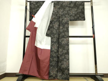 平和屋着物●本場大島紬　草花文　正絹　逸品　DAAV1300tw
