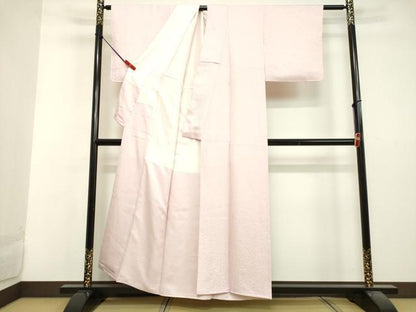 平和屋着物●上質な色無地 舞花地紋 薄桜色 正絹 逸品 未使用 DAAV1303tw