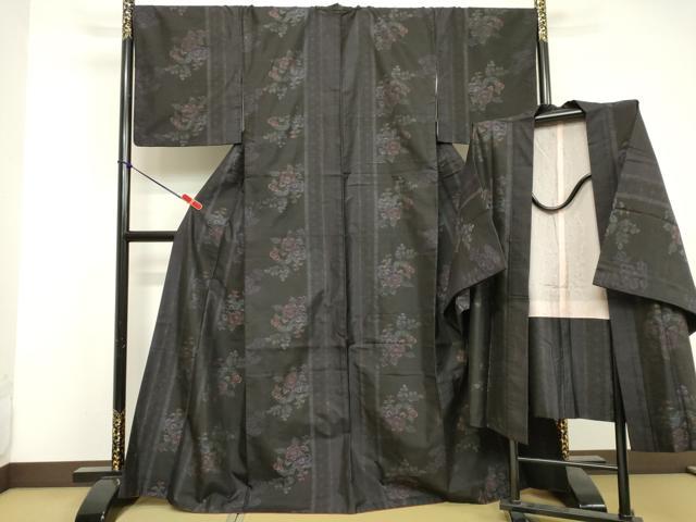 平和屋着物●本場大島紬　アンサンブル　草花文　正絹　逸品　DAAV1308tw