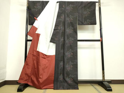 平和屋着物●本場大島紬　アンサンブル　草花文　正絹　逸品　DAAV1308tw