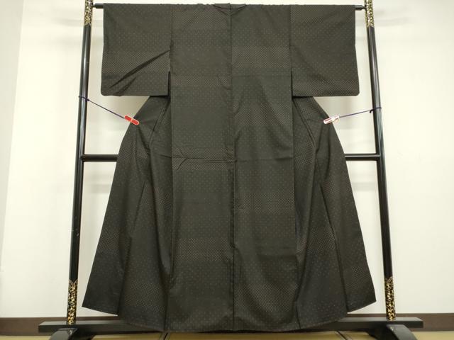 平和屋着物●上質な紬 絣文様 黒地 正絹 逸品 DAAV1330tw