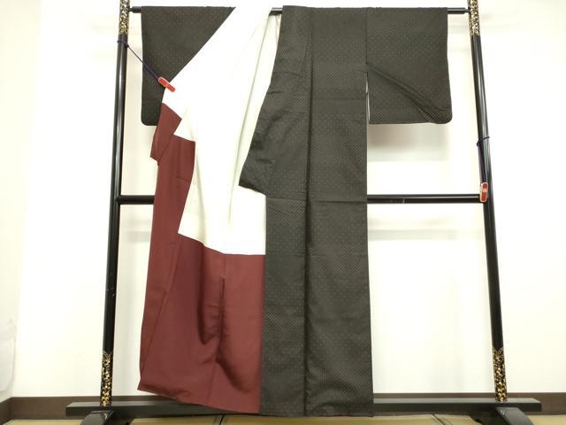 平和屋着物●上質な紬 絣文様 黒地 正絹 逸品 DAAV1330tw